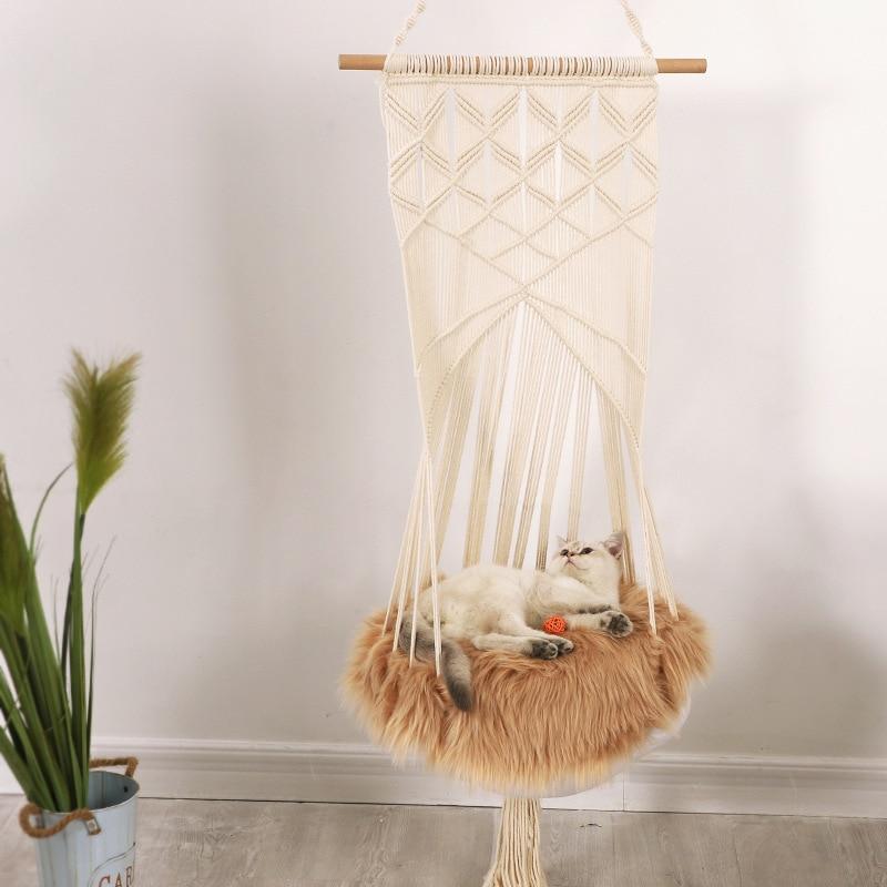 Macrame Wall Hanging Cat Bed – Handcrafted Cozy Cotton Rope Pet Hammock