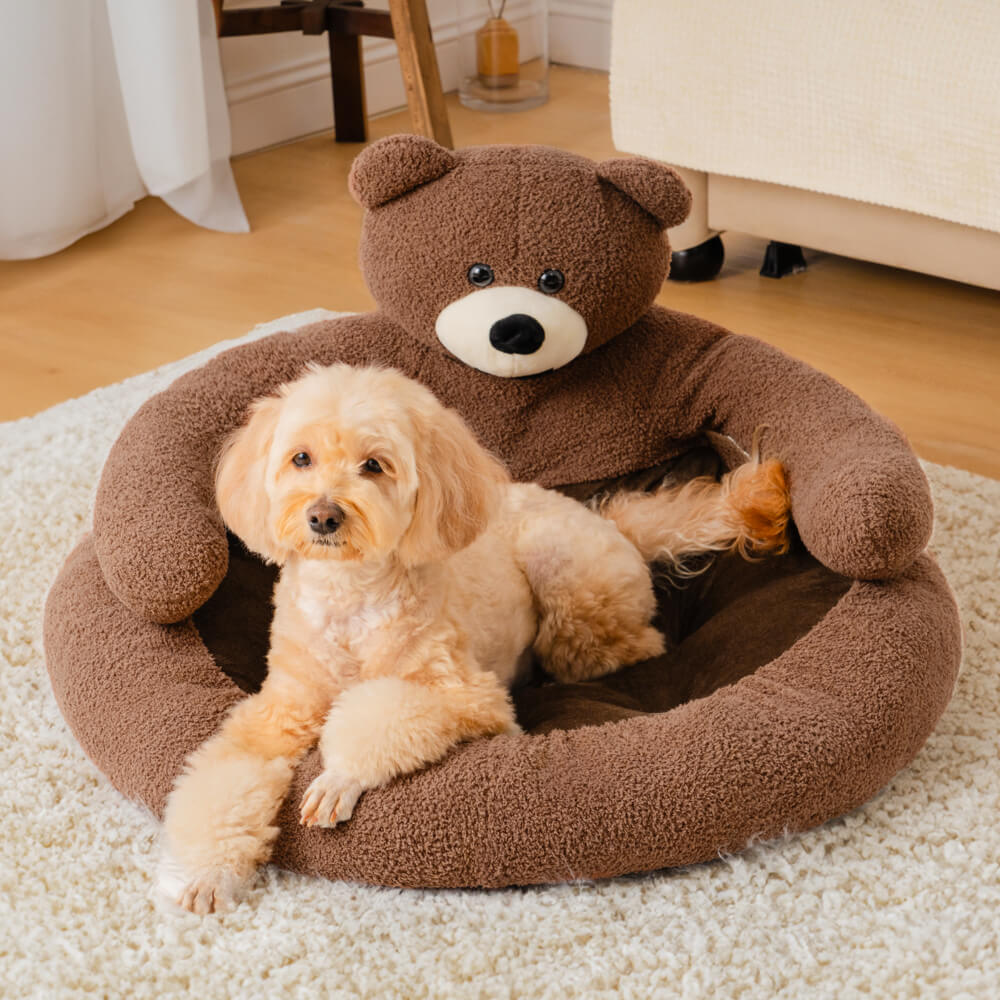Detachable Cute Cuddly Bear Cat Bed – Soft, Cozy, Non-Slip Pet Sleeping Nest