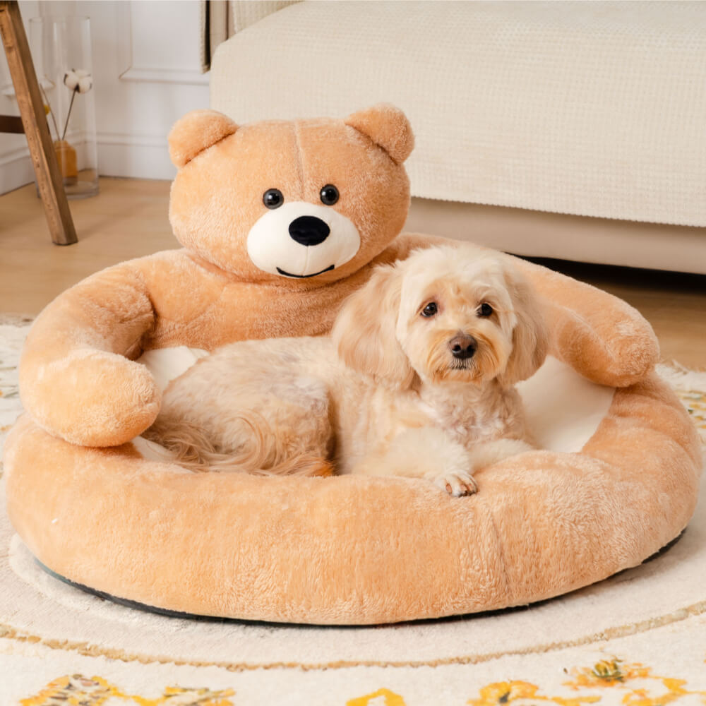 Detachable Cute Cuddly Bear Cat Bed – Soft, Cozy, Non-Slip Pet Sleeping Nest