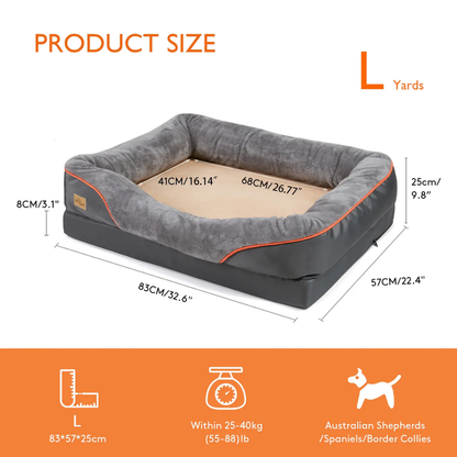 Jumbo Orthopedic Memory Foam Dog Bed With Waterproof Cover, Sofa-Style Bolster & Joint Support For Large Dogs