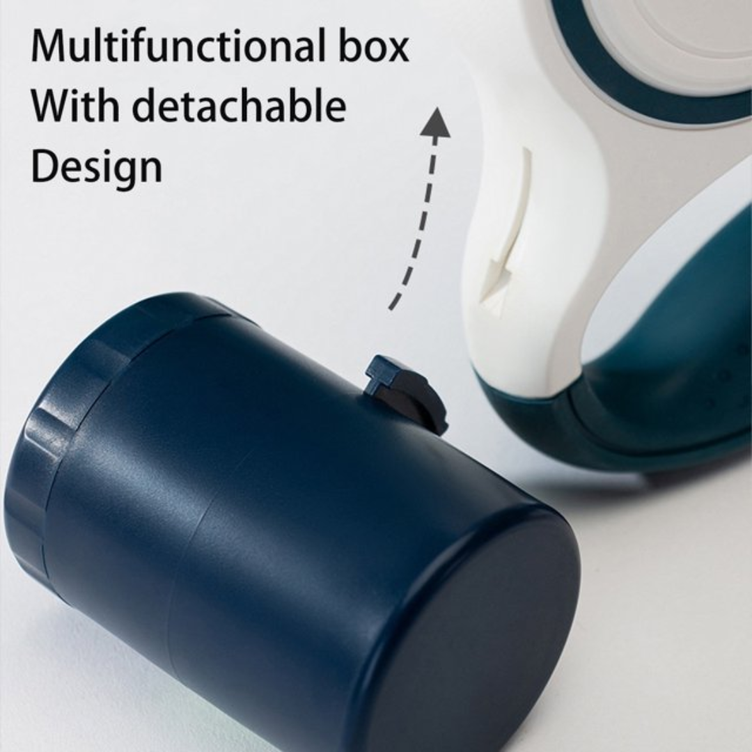 Retractable Led Dog Leash With Built-In Flashlight And Waste Bag Dispenser For Night Safety