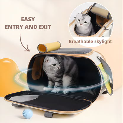 Travel Cat Carrier With Breathable Mesh, Foldable Design & Steel Frame For Safe, Comfortable Travel