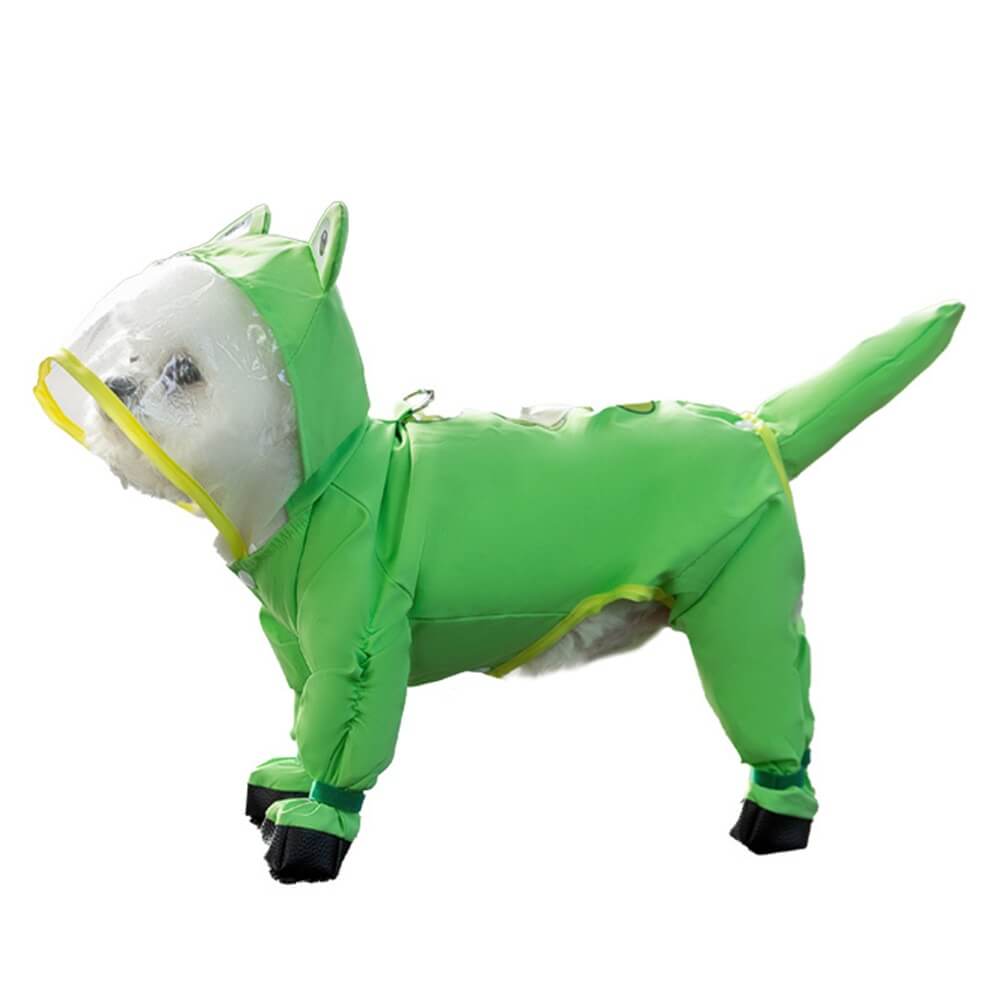 Waterproof Full Body Dog Raincoat With Tail Protection And Animal Design Cover