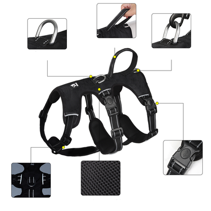 Gripguard Reflective Anti-Pull Dog Harness – Durable Nylon, Escape-Proof Design
