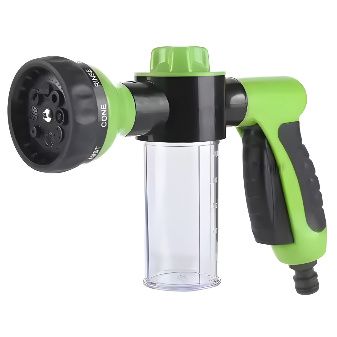 High-Pressure 8-Pattern Foam Sprayer With Built-In Soap Reservoir For Car Wash, Pet Shower, And Garden Hose