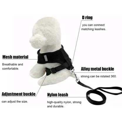 Breathable Soft Mesh Dog Harness For Small Breeds – Choke-Free Reflective Safety Vest