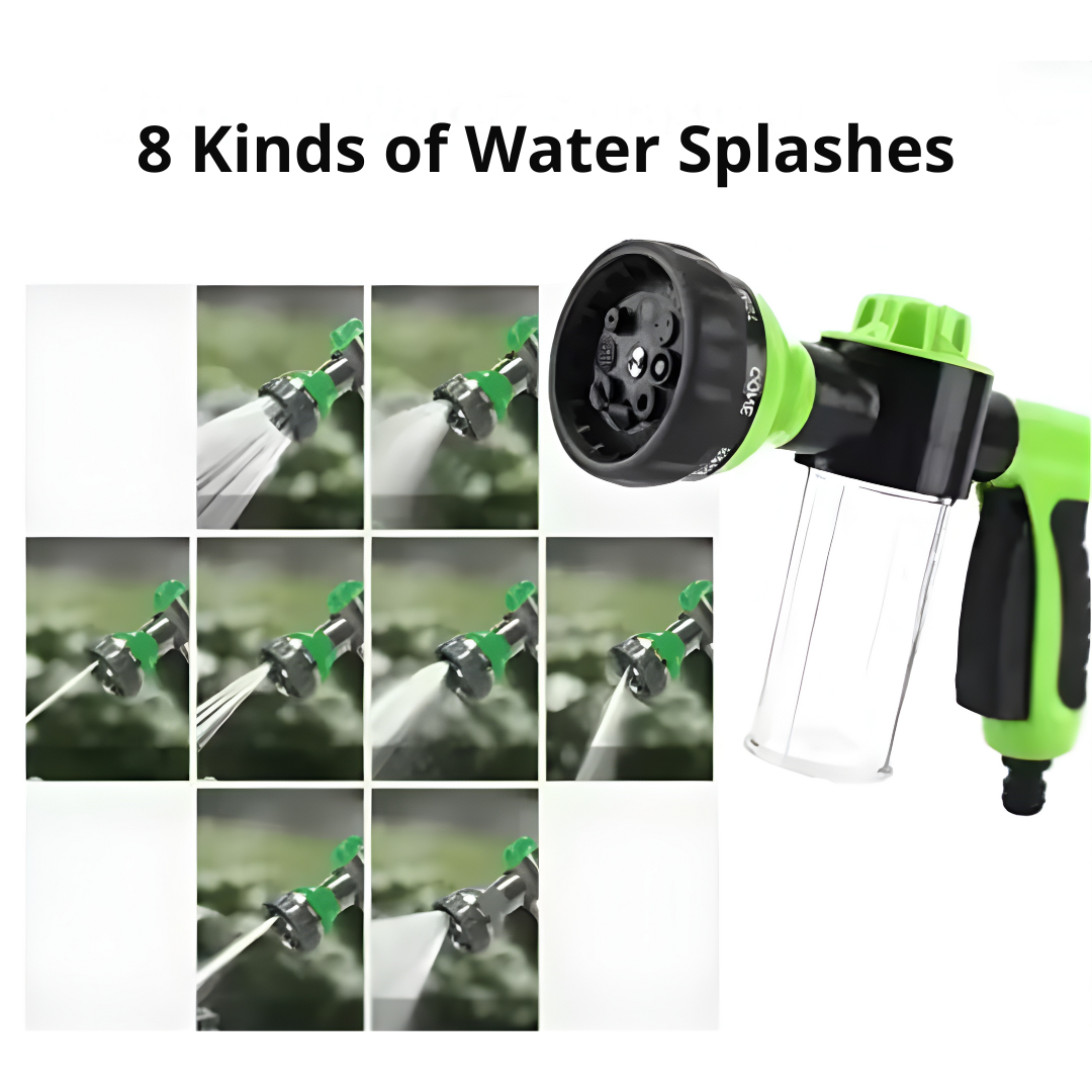 High-Pressure 8-Pattern Foam Sprayer With Built-In Soap Reservoir For Car Wash, Pet Shower, And Garden Hose