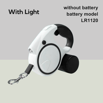 Retractable Led Dog Leash With Built-In Flashlight And Waste Bag Dispenser For Night Safety