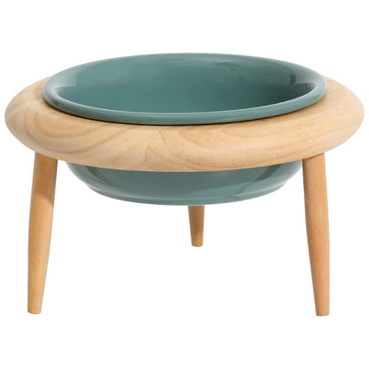 Misha Elevated Ceramic Cat Bowl With Adjustable Wooden Stand