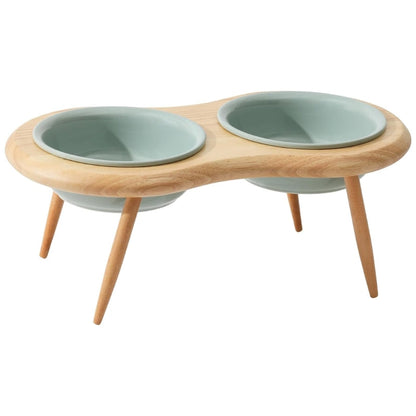 Misha Elevated Ceramic Cat Bowl With Adjustable Wooden Stand