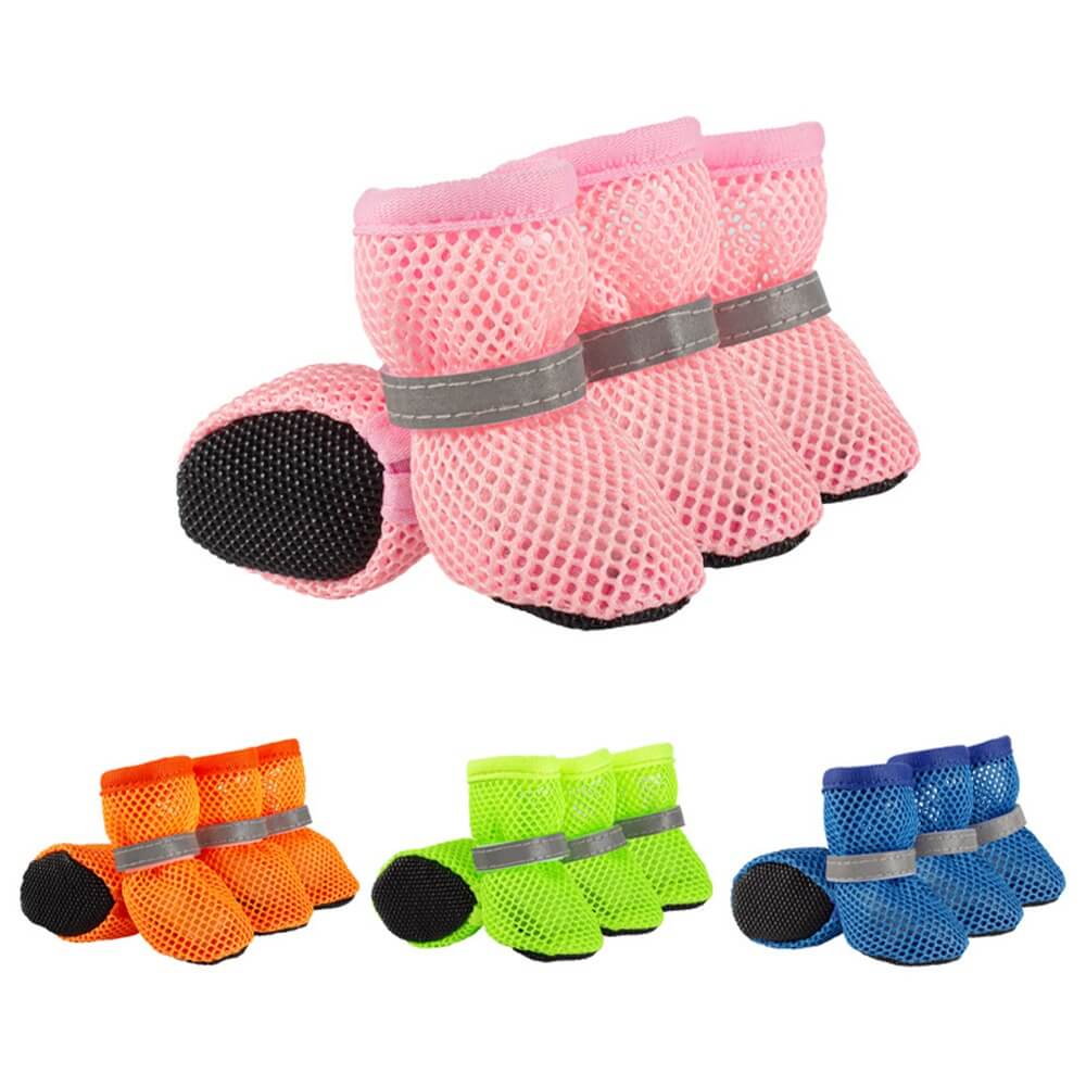All-Season Breathable Mesh Dog Shoes With Non-Slip Sole And Reflective Straps