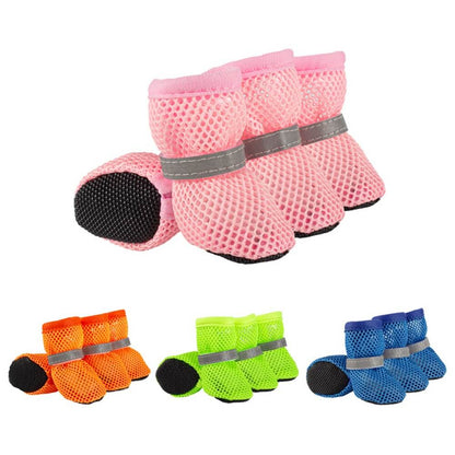 All-Season Breathable Mesh Dog Shoes With Non-Slip Sole And Reflective Straps