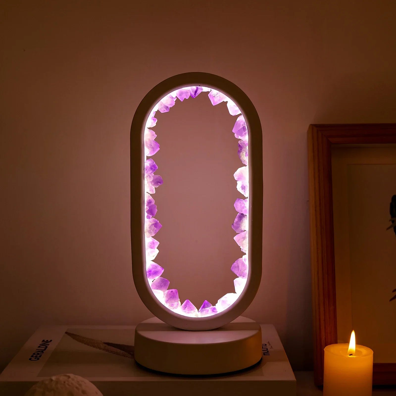 AmethystGlow | Elegant Natural Crystal Serenity Table Lamp for Tranquil Spaces