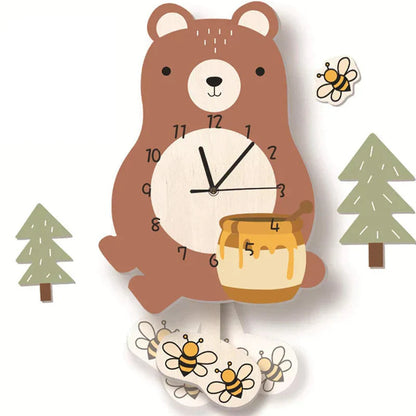 AnimaliaTime | Cheerful Interactive Children's Pendulum Wall Clock