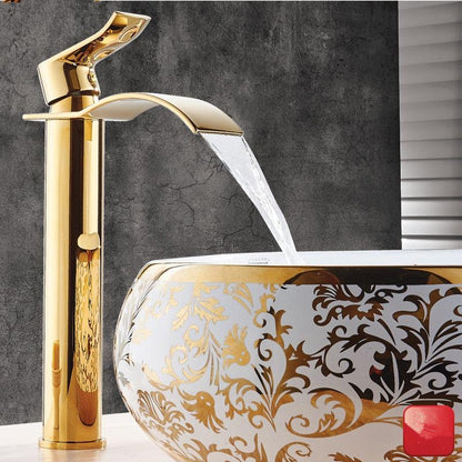 AquaElegance | Elegant Brass Waterfall Basin Mixer Tap for Bathroom Sink