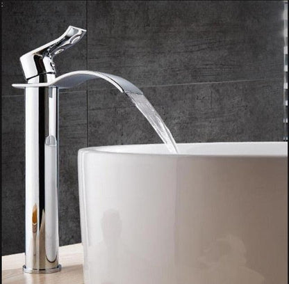 AquaElegance | Elegant Brass Waterfall Basin Mixer Tap for Bathroom Sink