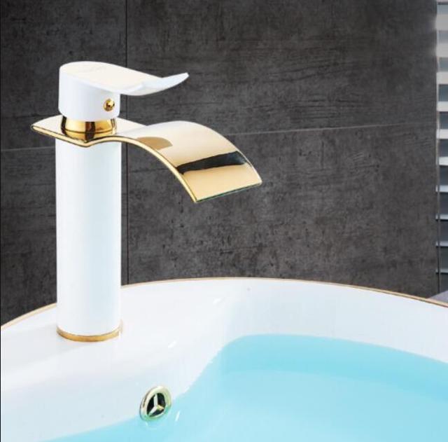 AquaElegance | Elegant Brass Waterfall Basin Mixer Tap for Bathroom Sink