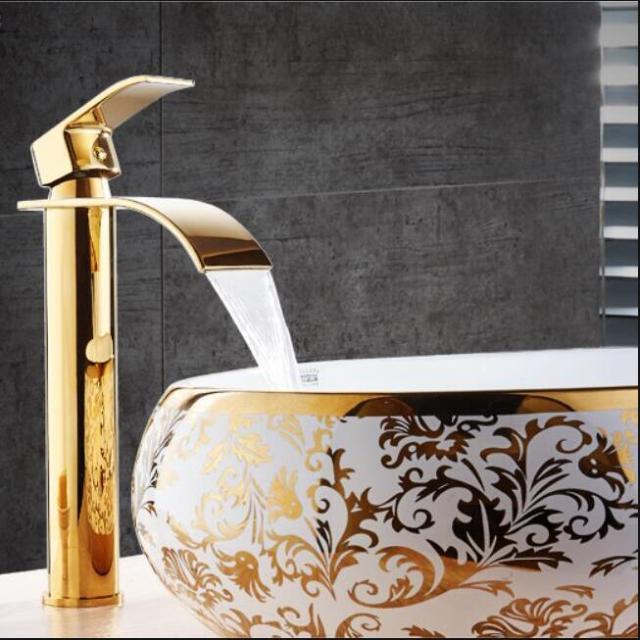 AquaElegance | Elegant Brass Waterfall Basin Mixer Tap for Bathroom Sink