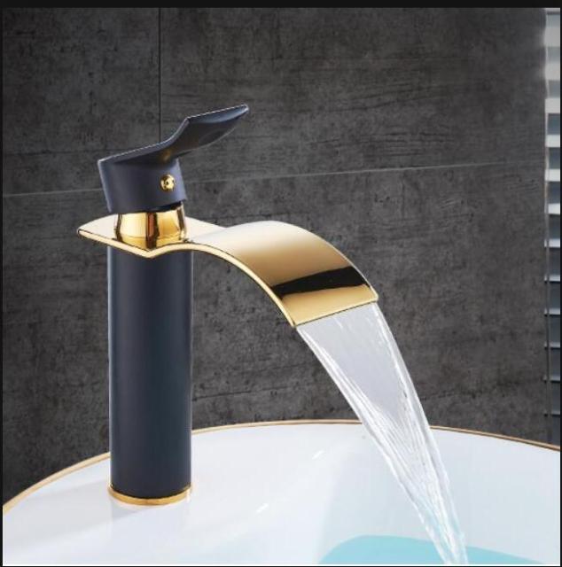 AquaElegance | Elegant Brass Waterfall Basin Mixer Tap for Bathroom Sink