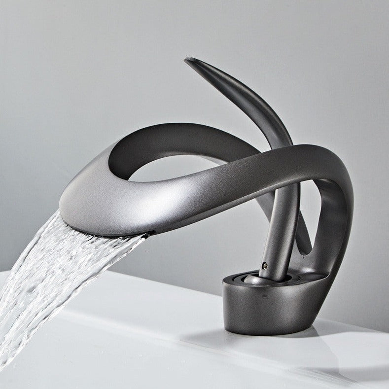 AquaGold | Elegant Modern Brushed Gold Bathroom Sink Faucet