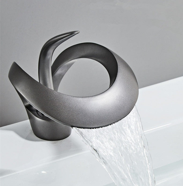 AquaGold | Elegant Modern Brushed Gold Bathroom Sink Faucet