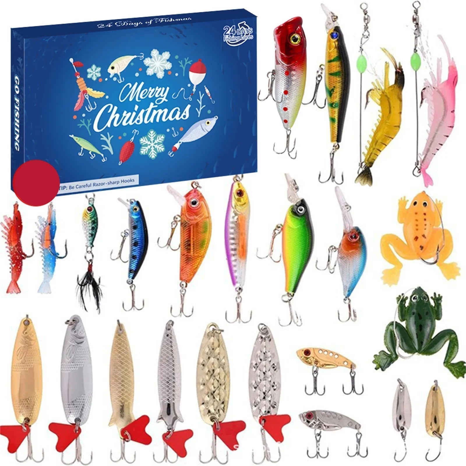 AquaQuest | Compact Waterproof Fishing Advent Calendar with 24 Accessories