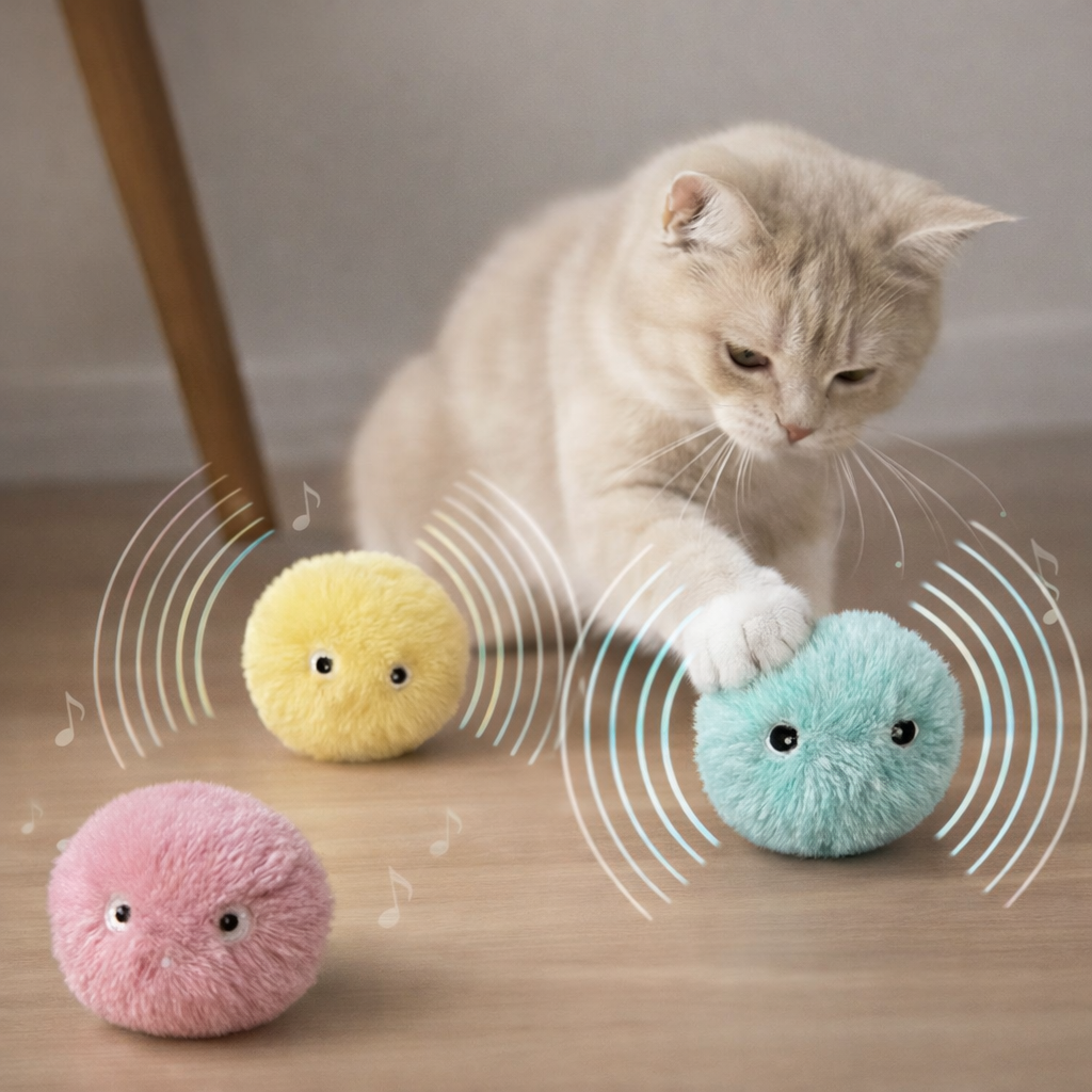 Interactive Chirping Cat Ball With Smart Touch Sensor And Refillable Catnip Toy