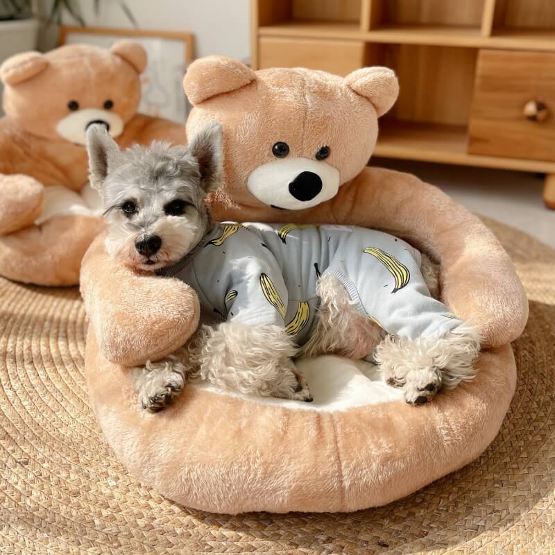 Detachable Cute Cuddly Bear Cat Bed – Soft, Cozy, Non-Slip Pet Sleeping Nest