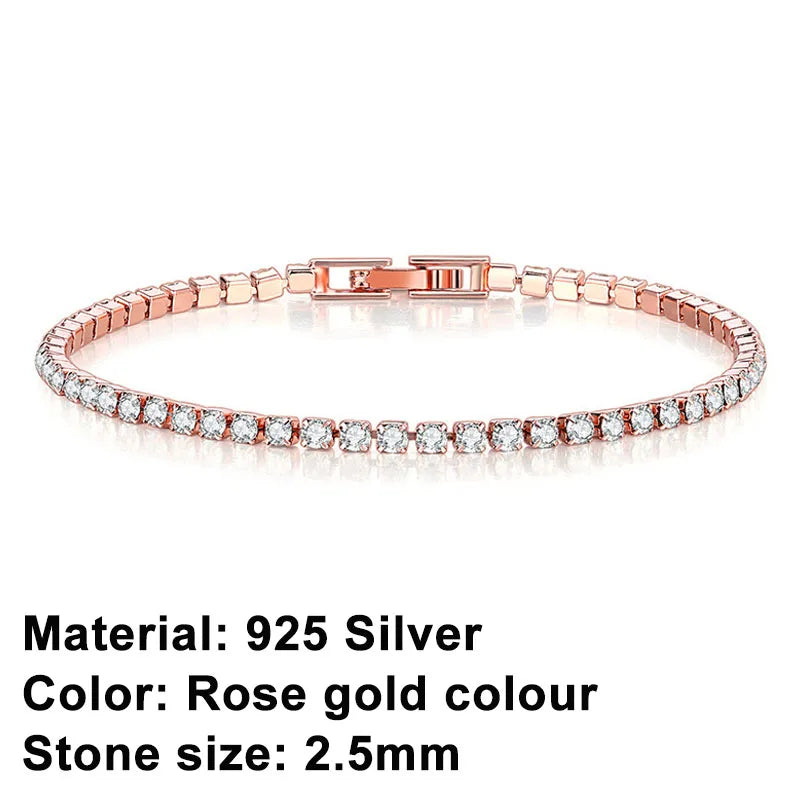 EleganceSparkle | Chic Dazzling Sterling Silver Tennis Bracelet for Women