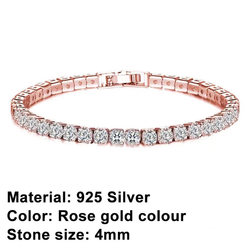 EleganceSparkle | Chic Dazzling Sterling Silver Tennis Bracelet for Women