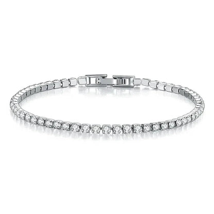 EleganceSparkle | Chic Dazzling Sterling Silver Tennis Bracelet for Women