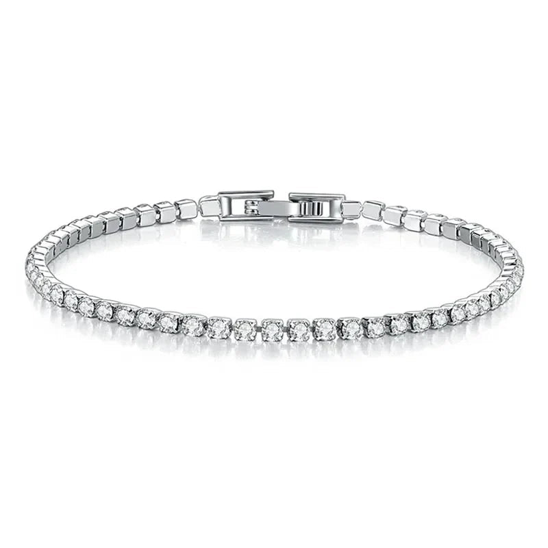 EleganceSparkle | Chic Dazzling Sterling Silver Tennis Bracelet for Women