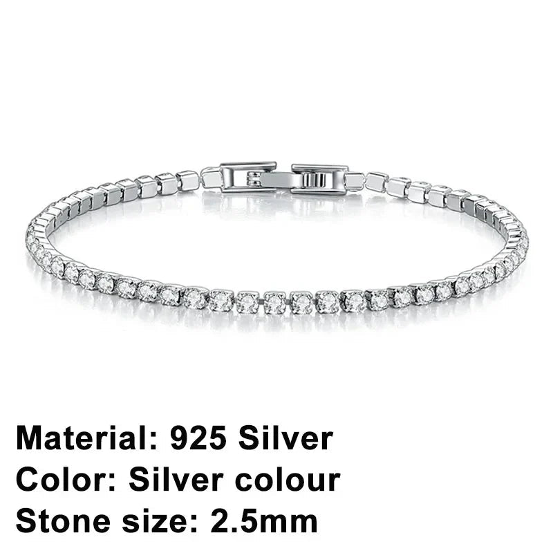 EleganceSparkle | Chic Dazzling Sterling Silver Tennis Bracelet for Women