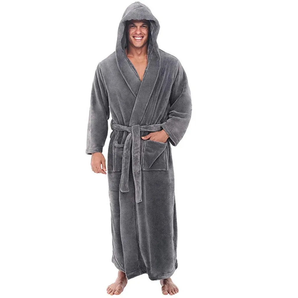 FlannelLux | Soft Cozy Hooded Mens Dressing Gown for Ultimate Comfort