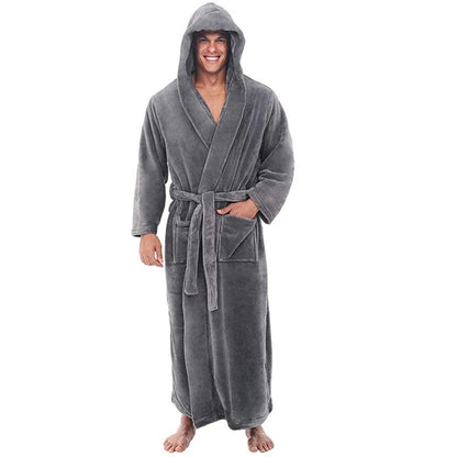 FlannelLux | Soft Cozy Hooded Mens Dressing Gown for Ultimate Comfort
