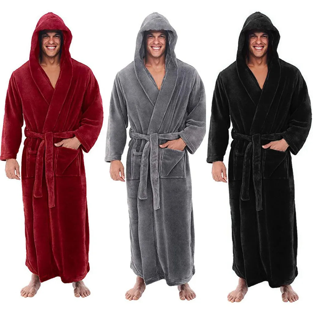 FlannelLux | Soft Cozy Hooded Mens Dressing Gown for Ultimate Comfort