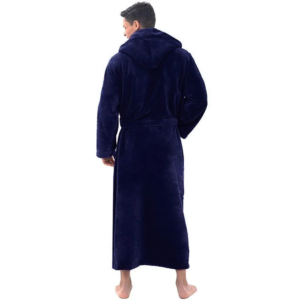 FlannelLux | Soft Cozy Hooded Mens Dressing Gown for Ultimate Comfort