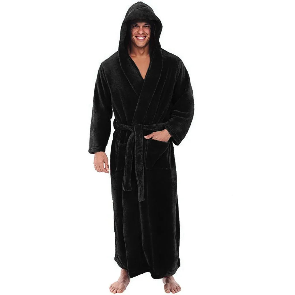 FlannelLux | Soft Cozy Hooded Mens Dressing Gown for Ultimate Comfort