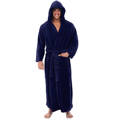 FlannelLux | Soft Cozy Hooded Mens Dressing Gown for Ultimate Comfort