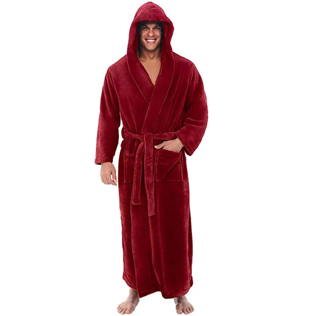FlannelLux | Soft Cozy Hooded Mens Dressing Gown for Ultimate Comfort