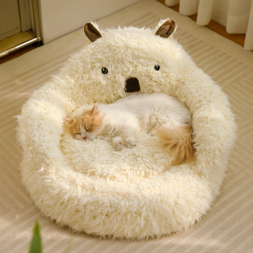 Alpaca-Shaped Fluffy Warm Detachable Dog And Cat Bed