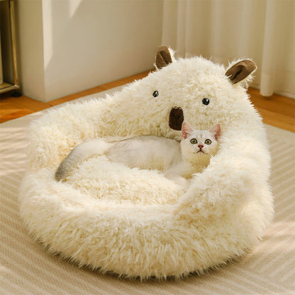 Alpaca-Shaped Fluffy Warm Detachable Dog And Cat Bed