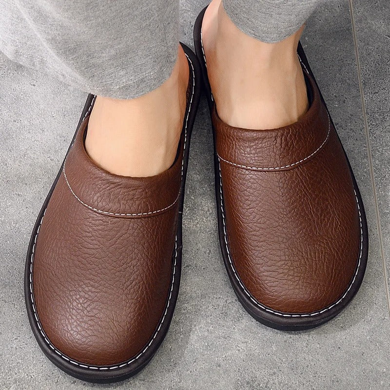 HugoLux | Comfy Elegant Vegan Leather House Slippers for Men and Women