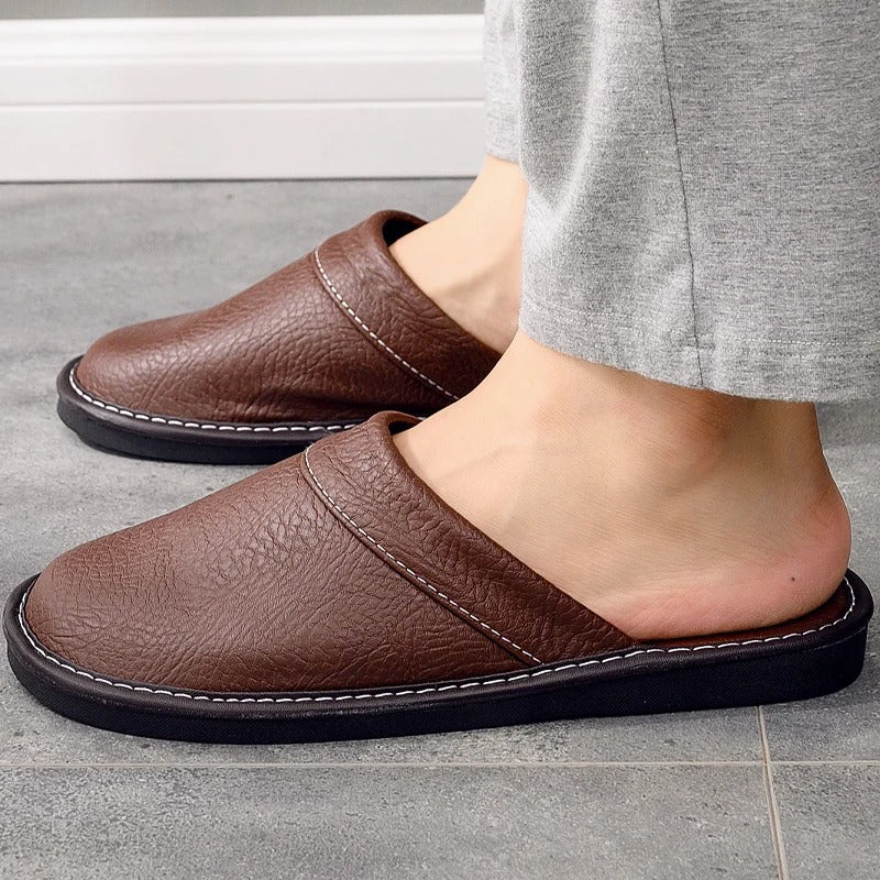 HugoLux | Comfy Elegant Vegan Leather House Slippers for Men and Women