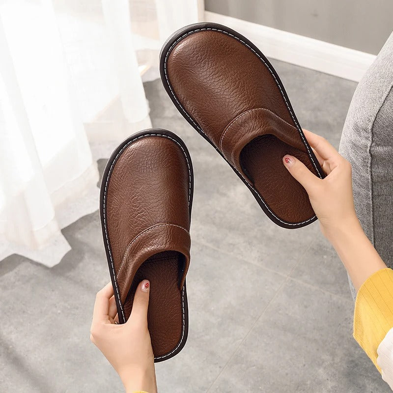 HugoLux | Comfy Elegant Vegan Leather House Slippers for Men and Women