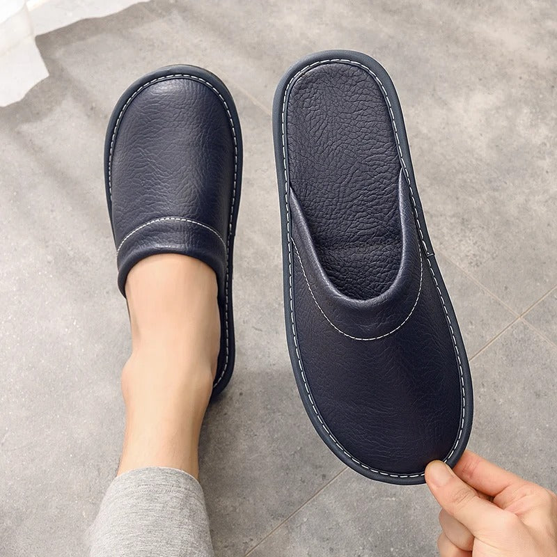 HugoLux | Comfy Elegant Vegan Leather House Slippers for Men and Women