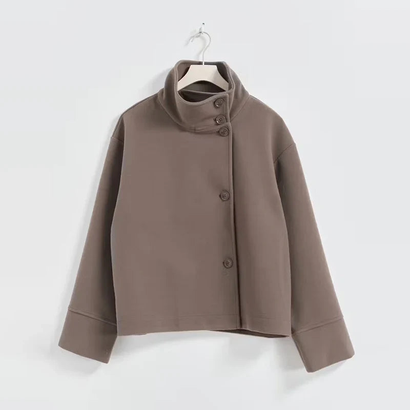 Norava | Chic Modern Short Women's Coat with Elegant Collar and Button Closure