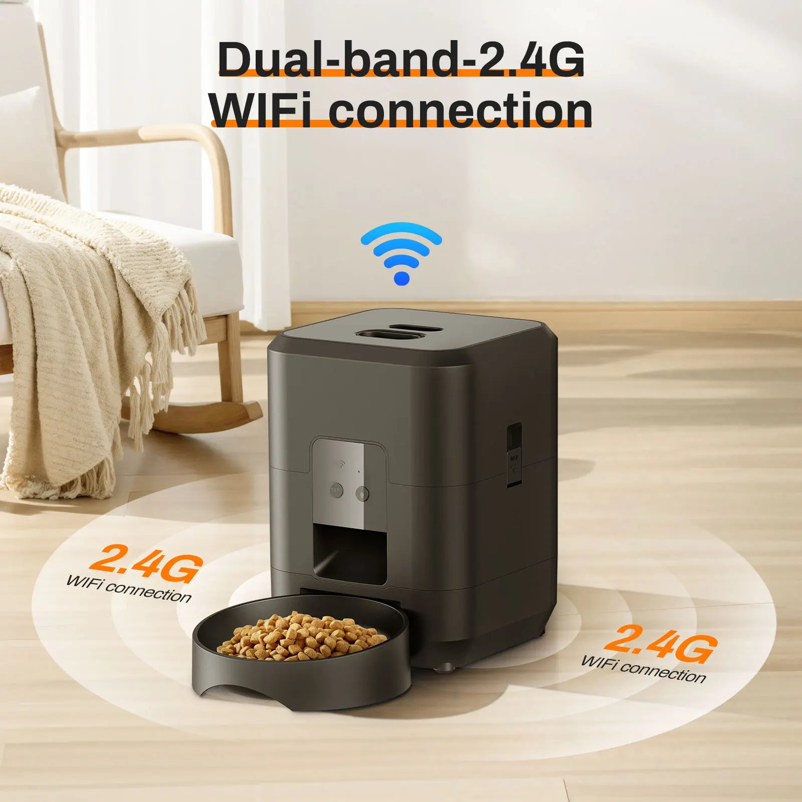 Wifi Automatic Pet Feeder With App Control, Programmable Timer, Voice, Dual Power & Anti-Stick Design