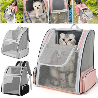 Breathable Mesh Pet Backpack Carrier With Plush Pad – Foldable Ventilated Hiking Travel Bag