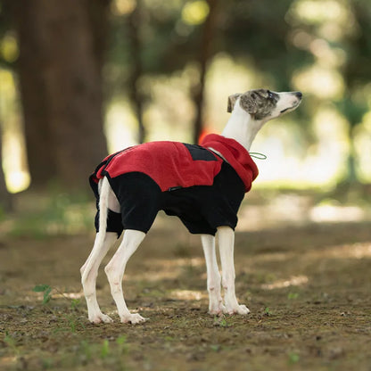 Adjustable Fleece Dog Coat With High Neck Snood And Waist Drawstring For Full-Body Warmth